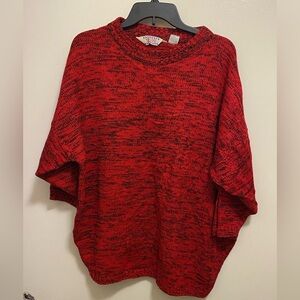 Special Events Vtg 80’s Mens Sweater Size 42 Chest 54” Black & Red Crochet Knit